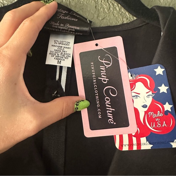 Pinup Girl Clothing Victorian stripe birdie dress - Picture 3 of 4